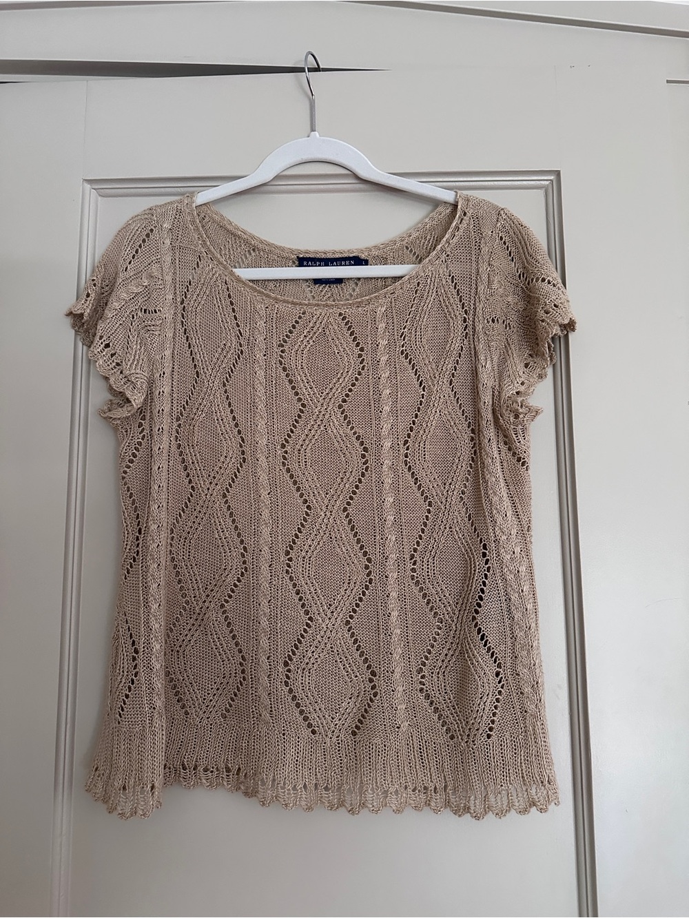 Ralph Lauren Beige Openwork Knit Camisole